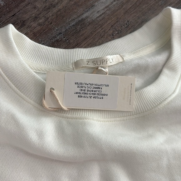 Z SUPPLY coastal oversized beach sweatshirt in bone small NEW - Picture 4 of 5